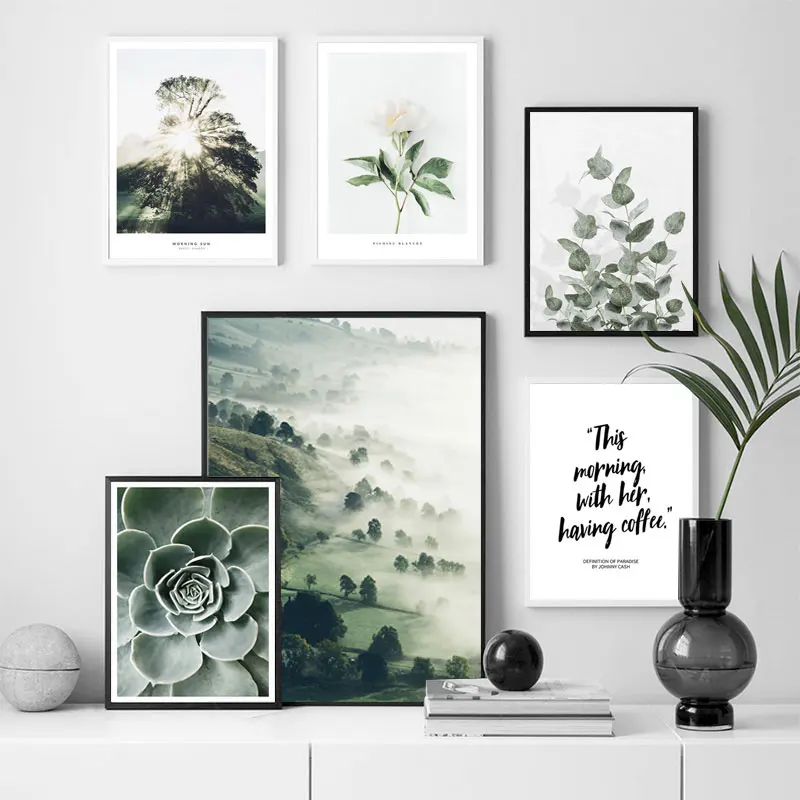 Горный озеро отражение картина природа Пейзаж Плакат в скандинавском стиле