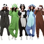 Комбинезон-скелет Джек, унисекс, зимние комбинезоны с милым медведем, кошкой, животными, женская и Мужская одежда для сна, костюм аниме, флисовая Пижама для взрослых