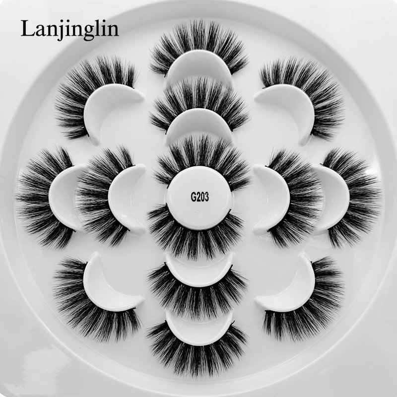 LANJINGLIN 5/7/10 пар в комплекте; искусственный мех 3D норковые ресницы натуральных длинных накладных ресниц объем высокое качество накладные ресницы расширения ресницы «maquiagem»