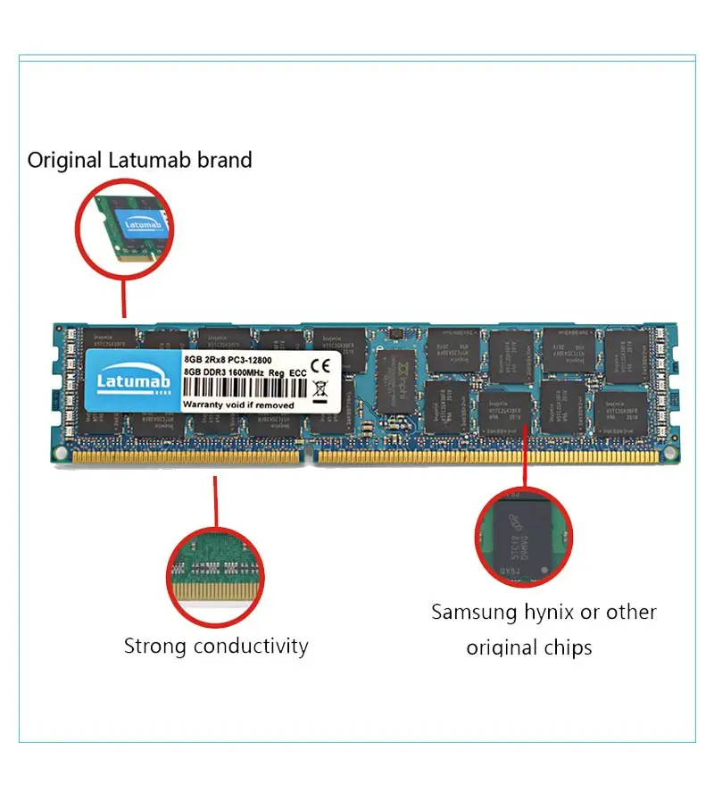 Latumab 8 Гб оперативной памяти, 16 Гб встроенной памяти, DDR3 1600 МГц PC3 12800 регистровая и ecc-память Серверная Память RAM память пк модуль памяти RAM 1 шт./2 шт./4 шт. высокое качество