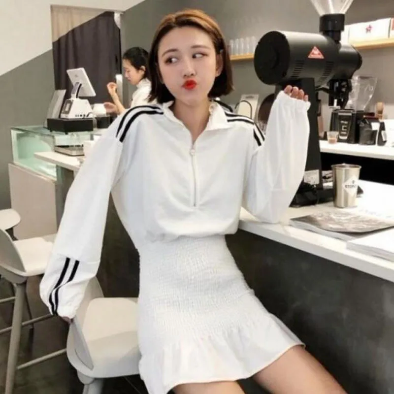 Новое модное женское платье Сезон весна осень Платье с длинным рукавом и стоячим