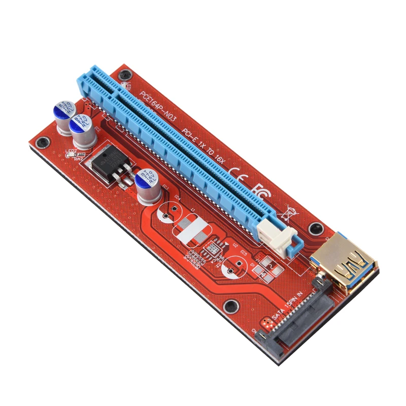 10 шт. Riser 008 красная плата 3 светодиодный PCI Express Card E 1x до 16x удлинитель адаптер карта