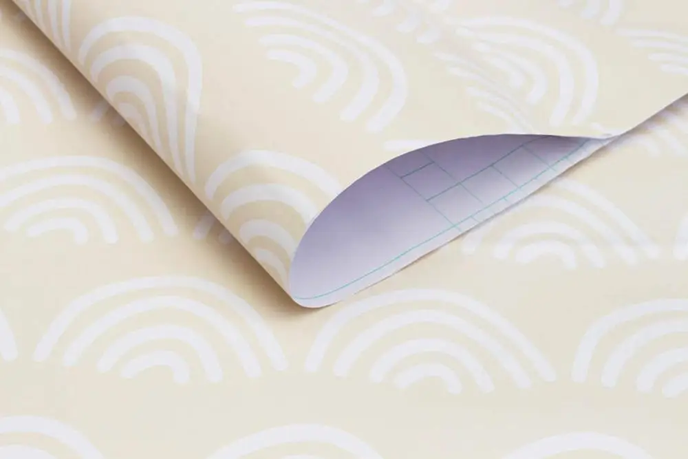 

LUCKYYJ 96023-1 Scallop Peel and Stick Wallpaper Beige White Vinyl Self Adhesive Contact Paper Nursery Decorative Wall Stickers