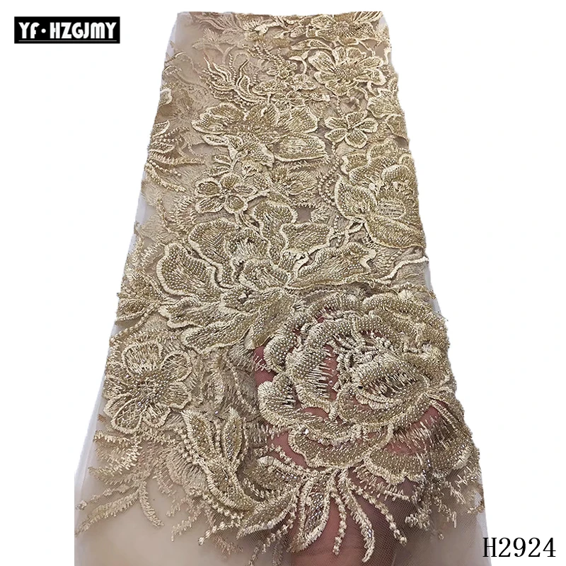 

YF HZGJMY Beaded/Sequins Tulle Fabric Lace Nigerian 2019 African Embroidery Net Lace French Fabric for Party A2409 2816