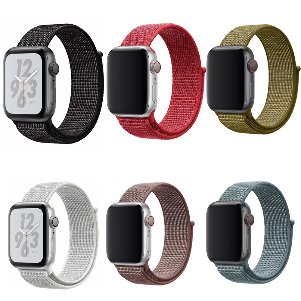 Большая распродажа цветной тканый нейлоновый спортивный ремешок для Apple Watch