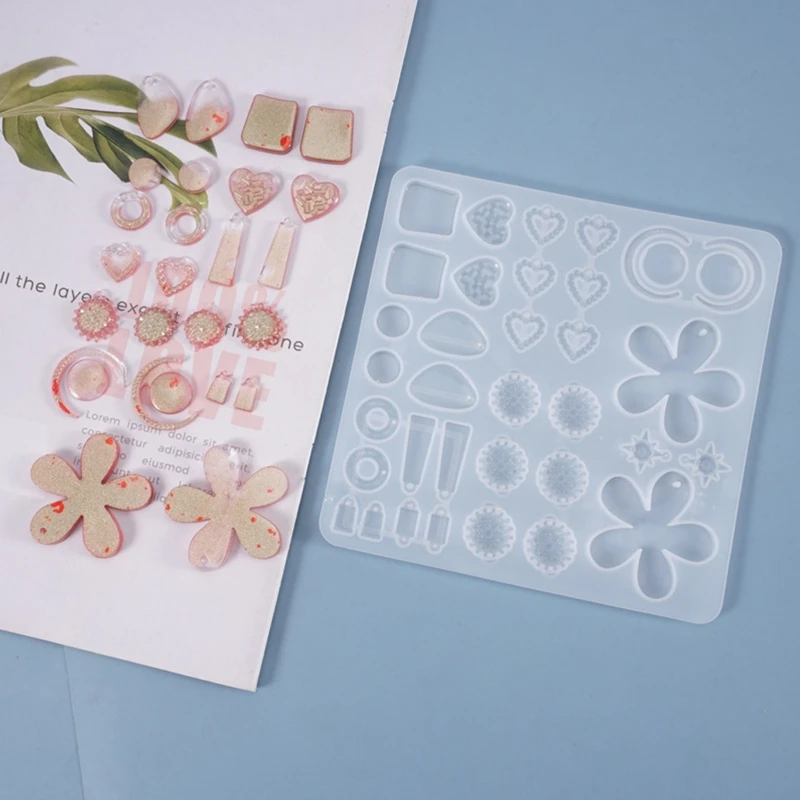 

Earrings Danglers Casting Silicone Mould DIY Pendants Crystal Epoxy Resin Mold J78F