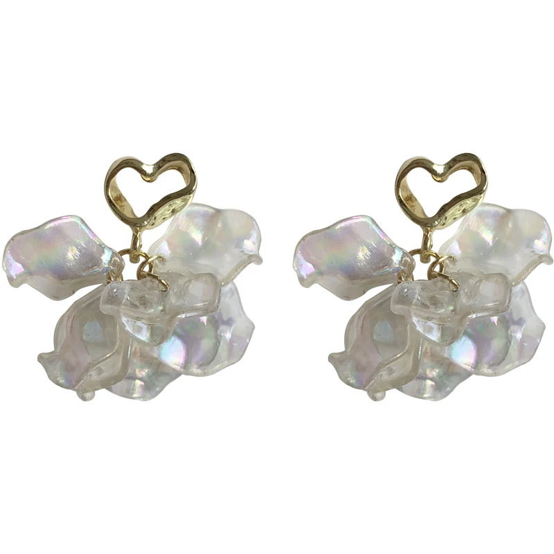 

S925 needle Women Earrings Hot Selling Golen Plating Metal Hearl With Resin Drops Bling Bling Earrings For Female Student Gift