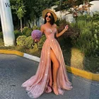 Женское вечернее платье Verngo, розовое блестящее длинное платье для выпускного вечера