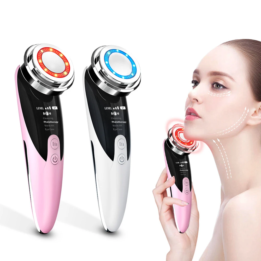 

Facial Massager LED light therapy Sonic Vibration Wrinkle Removal Skin Tightening Hot Cool Treatment Skin Care Beauty Device