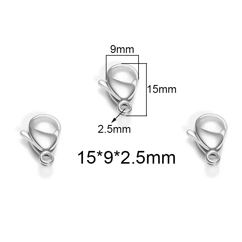 15mm Semitree 25 шт. Нержавеющая сталь золотистый и черный карабины бижутерии, материал для рукоделия Цепочки и ожерелья Аксессуары для изготовления браслетов 9/10/12/15 мм - Цвет: 15mm