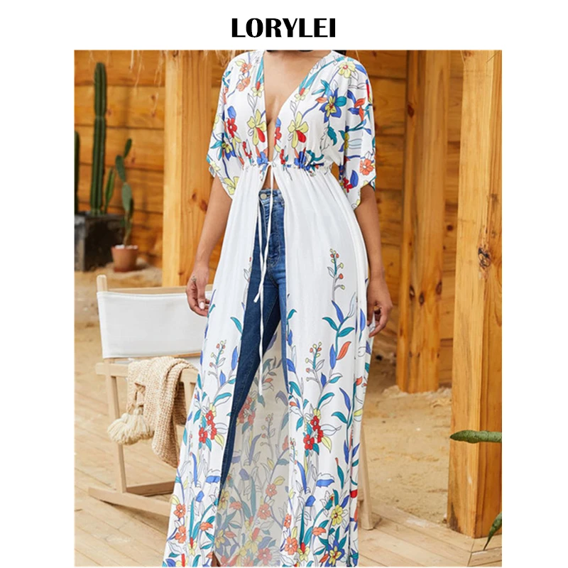 Женское пляжное платье с вышивкой элегантное богемное Платье макси цветочной и