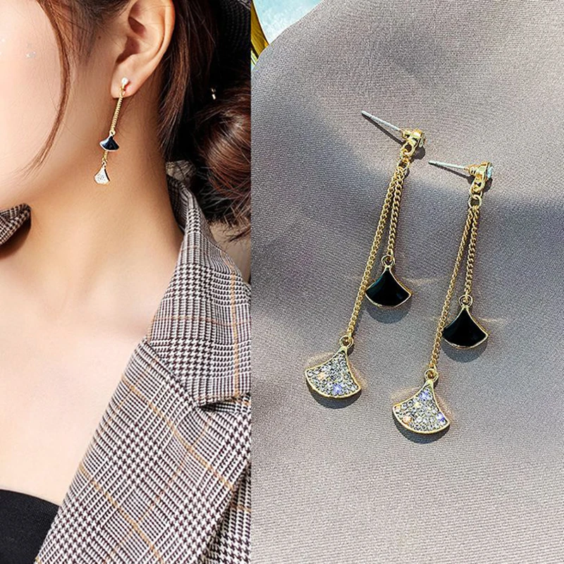 

New Hot Earing Bright Gold Color Earring Geometric tassels shiny eardrop Earrings for Women's Style Fashion Female Jewelry