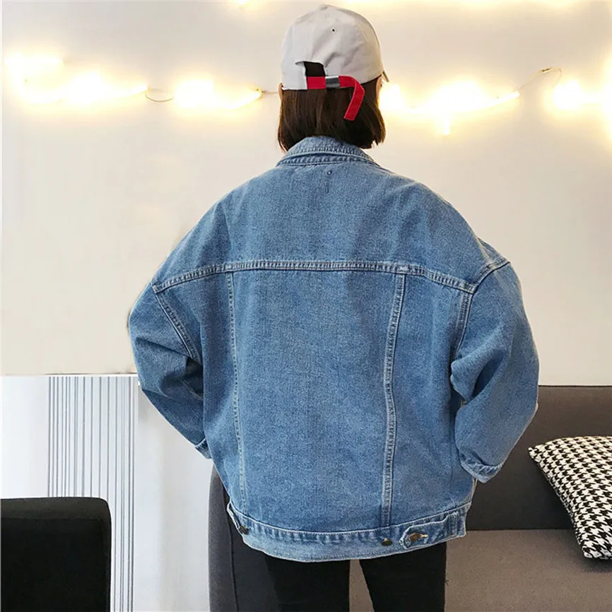

Oversize Womens Denim Jacket 2020 Boyfriend Style Jeans Coat Retro Oversize Cowboy Denim Loose Casual Jacket Windbreaker