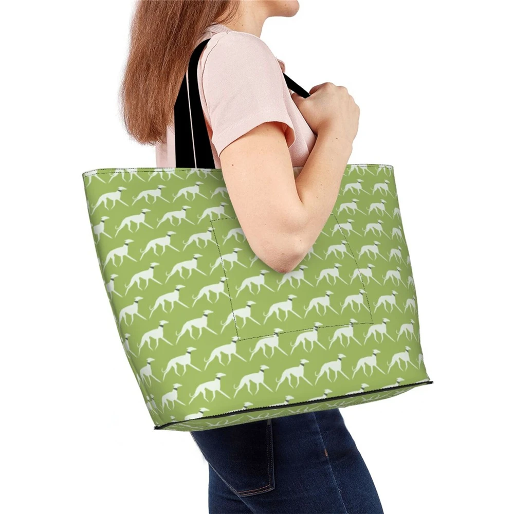 WHEREISART Green Greyhound Dog Prints Large Hand Travel Bag 