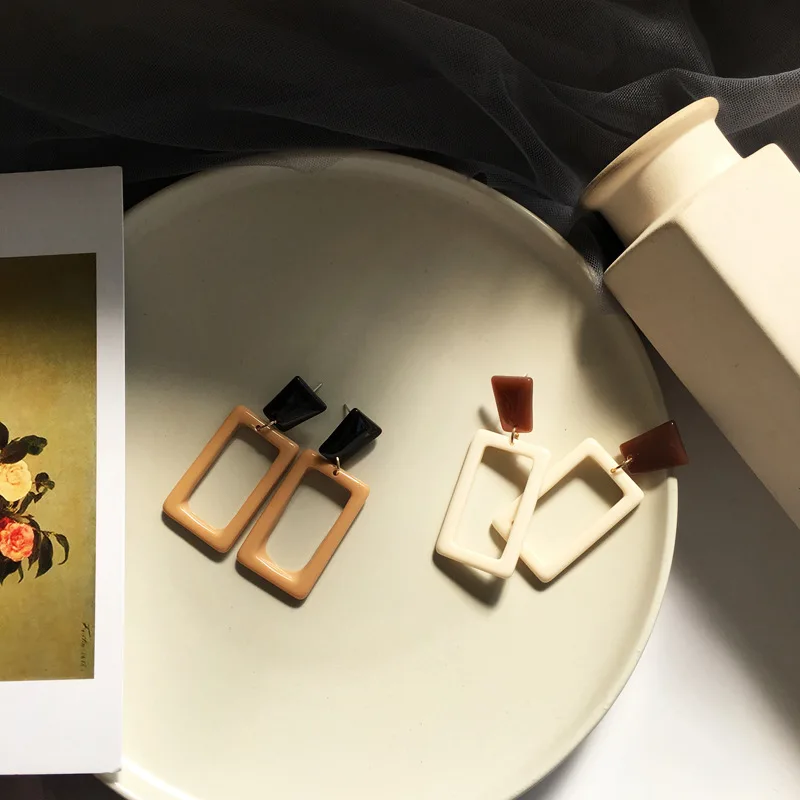 Модные украшения простые Геометрические Квадратные полимерные серьги новый