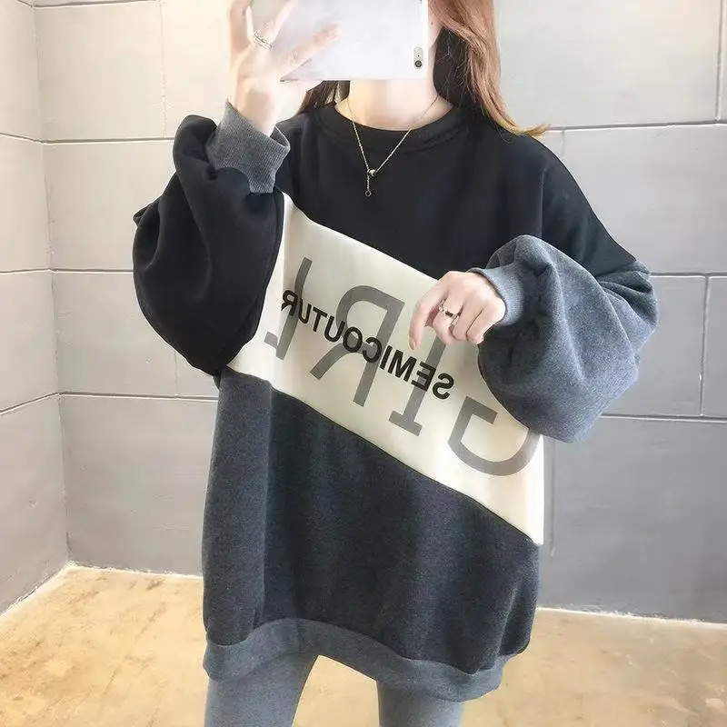 

Женская свободная толстовка с длинным рукавом, большие размеры