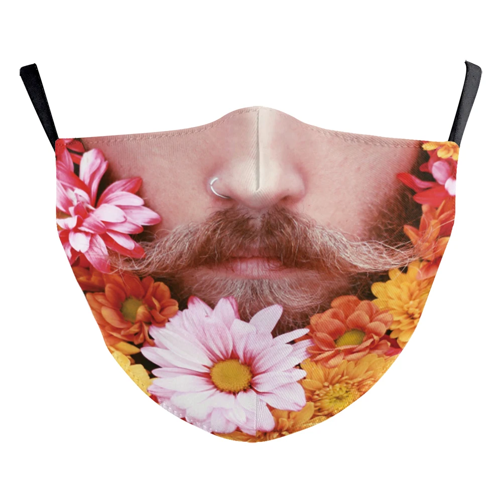 

Cosplay Funny Mustache Uncle Santa Beard Masks Cartoon Printed Adult Kids Reusable Washable Christmas Party Masks Mascarilla