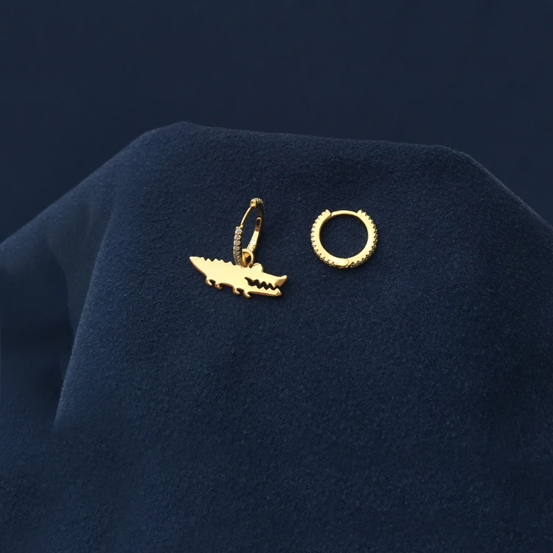 

popzone s925 sterling silver earring new orange crocodile suit female fashion crocodile necklace bracelet classic style jewelry