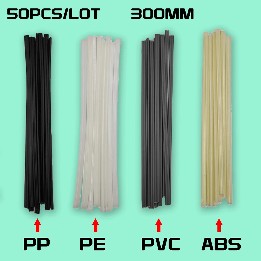 

50pcs ABS PP PVC PE Plastic Welding Rods Set Car Bumper Repair Electrodes Sticks Soldering Accessories Hot Air Gun Welder Kit