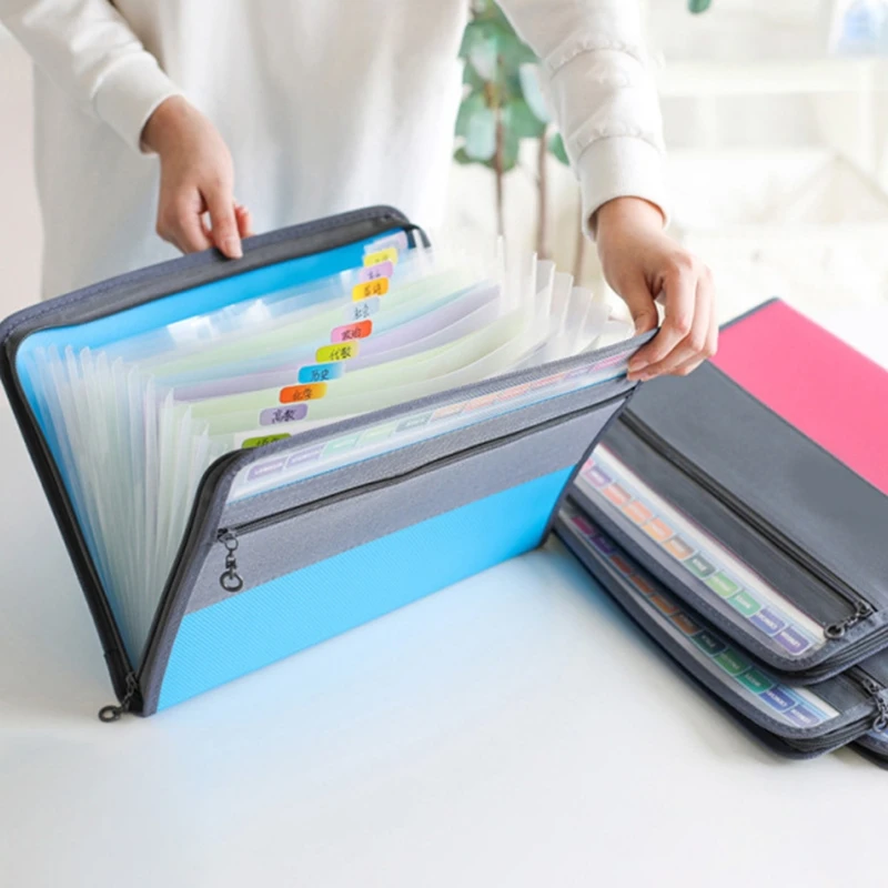

35EA A4 Multi-layer Organ Bag Zipper Information Briefcase Document File Folder Student Test Paper Holder Pack