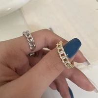 mengjiqiao hot sale korean delicate zircon know chain ring for women gilrs adjustable metal finger knuckle rings jewelry gifts