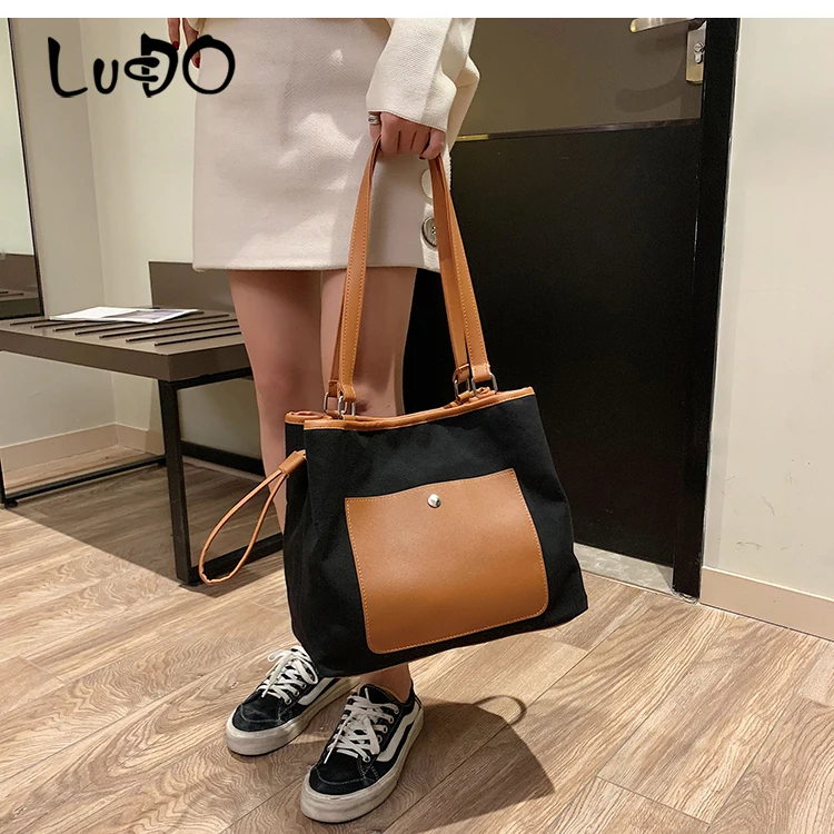 

LUCDO Korean version of shoulder bag 2020 new fashion large capacity high quality canvas Handbag casual women crossbody bag