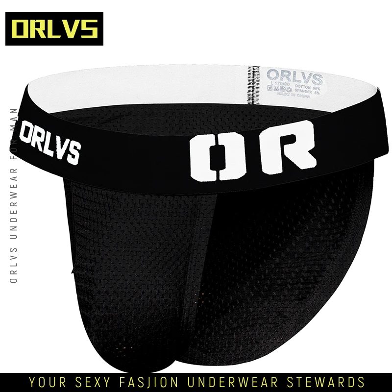 

ORLVS Men Underwear Jockstrap Sexy Tanga Hombre Mesh Thong Men String OR208