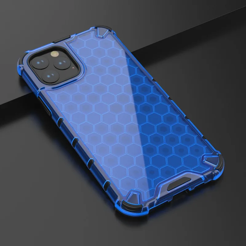 Clear Blue Гибридный защитный чехол из ТПУ+ поликарбоната для iPhone XS Max XR XS X 7 8 6 6S Plus, прозрачный противоударный чехол с Сотами для iPhone 11 Pro Max 11 Pro - Цвет: Clear Blue