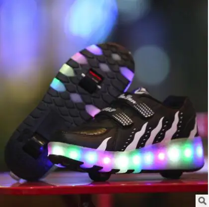 Heelies USB зарядка светодиодный Красочные Дети Мода кроссовки с два колеса роликовые коньки обувь для мальчиков и девочек синий - Цвет: Photo Color 2
