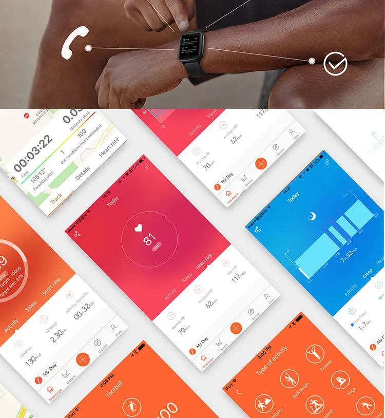 

2020 Smartwatch Fitness Exercise Heart Rate Monitoring Sleep Monitoring is available for Xiaomi Huawei iPhone CE Passometer