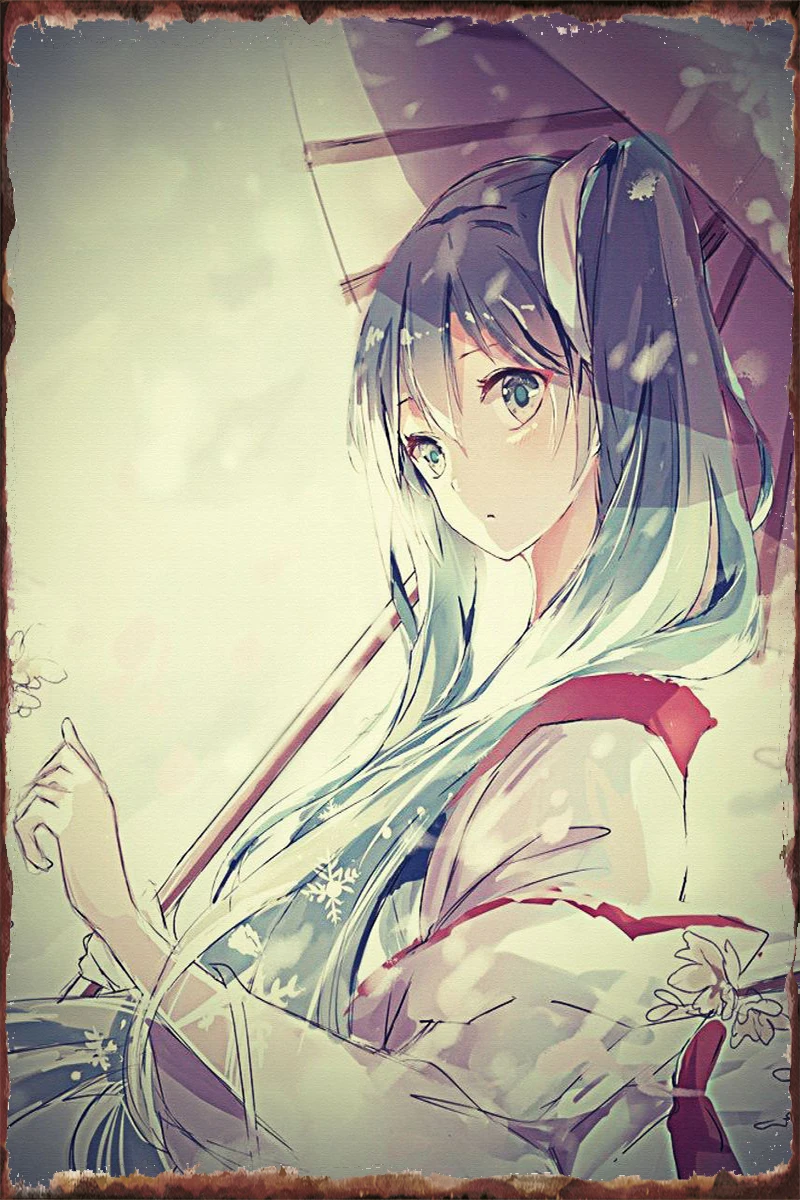 

Kimono Girl Retro Vintage Metal Sign Tin Sign Tin Plates Wall Decor Room Decoration For Art Cafe Pub Home Club Man Cave