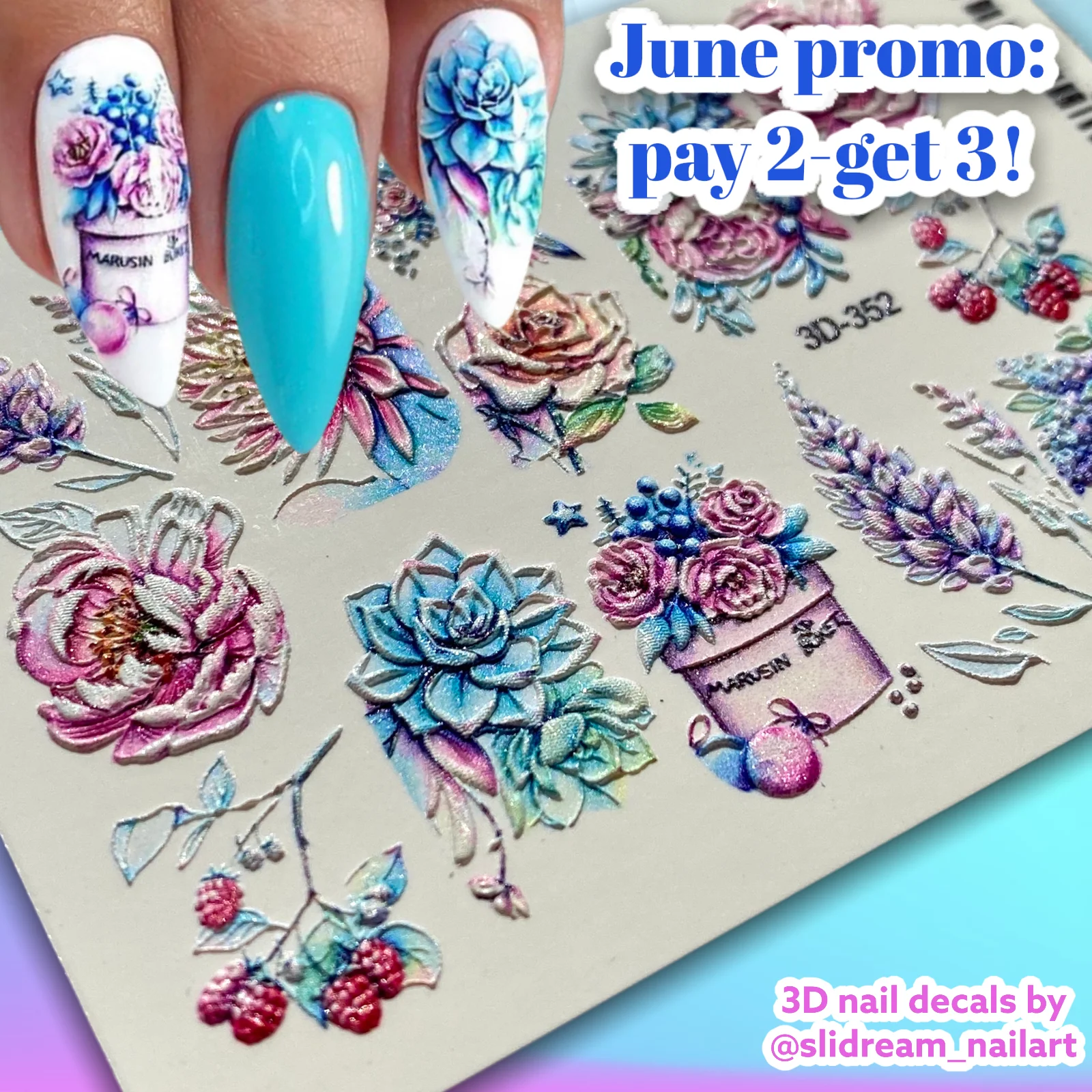 Наклейки для ногтей 3d водные переводки|Стикеры и наклейки| |