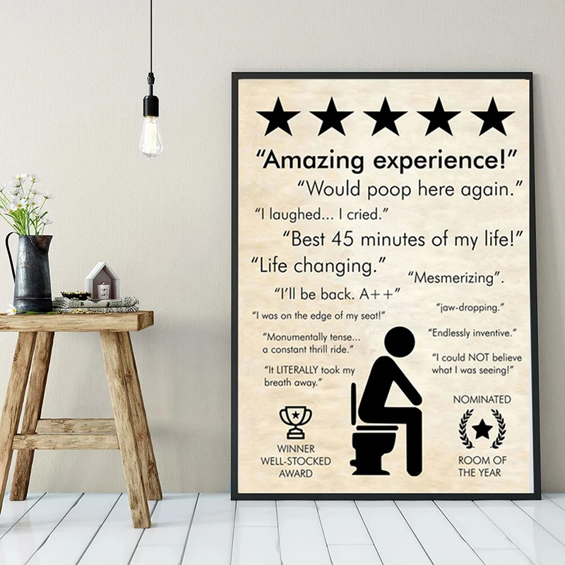 Невероятная картина на холсте с печатным изображением логотипа иконки туалета как художественное украшение на стене в ванной без границы.