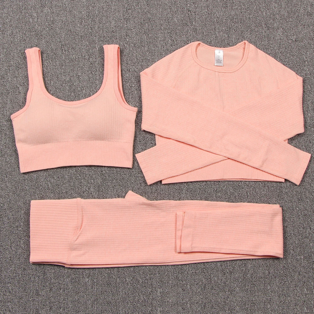 Бесшовный комплект для йоги спортивный бюстгальтер штаны из 2/3 предметов женская