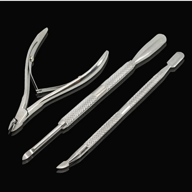 

3 Pcs/set Nail Cutter Clipper Nipper Stainless Steel Nail Cuticle Scissor Spoon Pusher Remover Home Use Pedicure Foot Care Tool