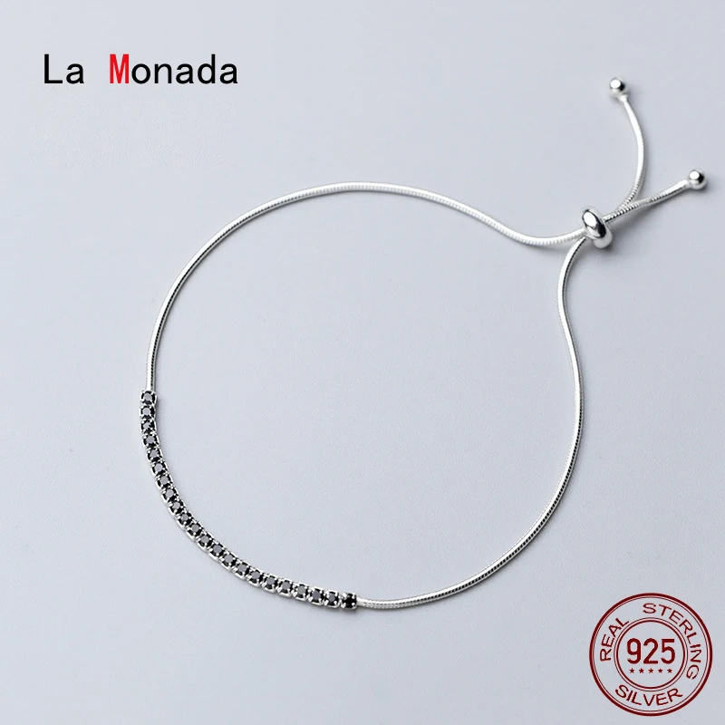 

Женские браслеты La Monada из серебра 925 пробы, Роскошные браслеты из чистого серебра 925 пробы, Женская цепочка-змейка черного и розового цвета