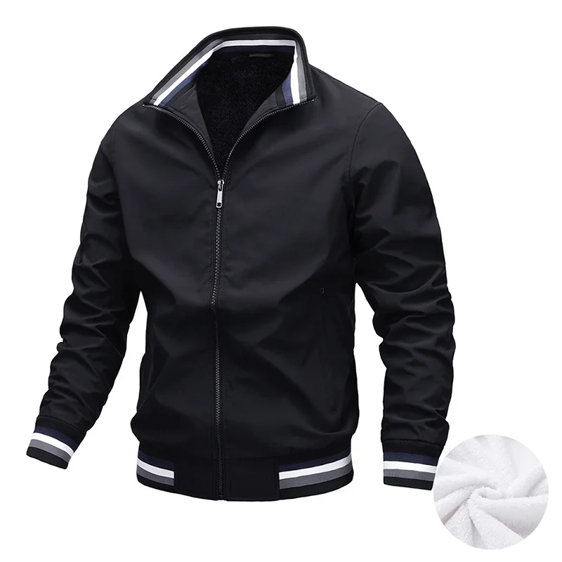 

New autumn and winter plush cotton sports jacket men's casual jacket Baseball Jacket men's thickened winter jacket