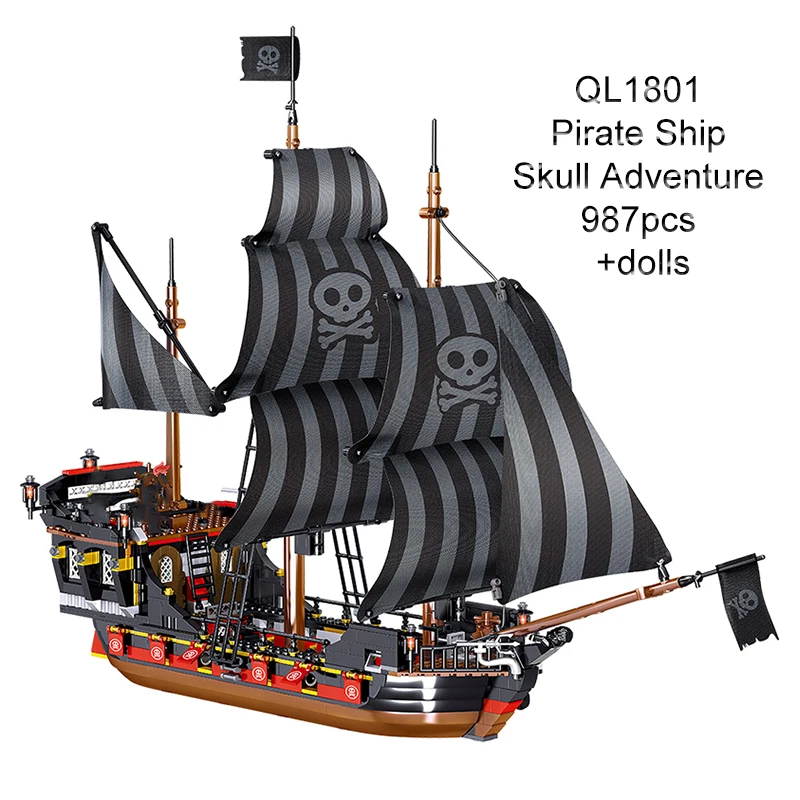 Bloques de construcci&oacute;n de Barco Pirata para ni&ntilde;os, juguete de ladrillos para armar barco pirata de la eternidad, ideal para regalo de cumplea&ntilde;os-3