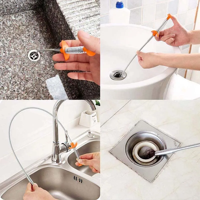 

60cm Spring Pipe Dredging Tool Flexible Grabber Pickup Snake Cable Aid Grab Trash A Drain Auger Unclog Hair Drains Sink Toilet