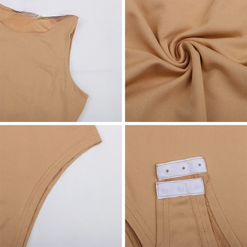 

Summer Women Sleeveless Khaki Bodysuit 2021 Sexy Black Body Top Casual Neck White Bodysuits Off Shoulder New