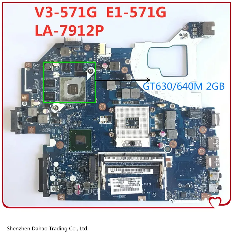 

Материнская плата Q5WVH LA-7912P для ноутбука Acer aspire V3-571 V3-571G E1-571G, материнская плата HM77 DDR3 NBRZP11001 GT630M GT640M, протестирована