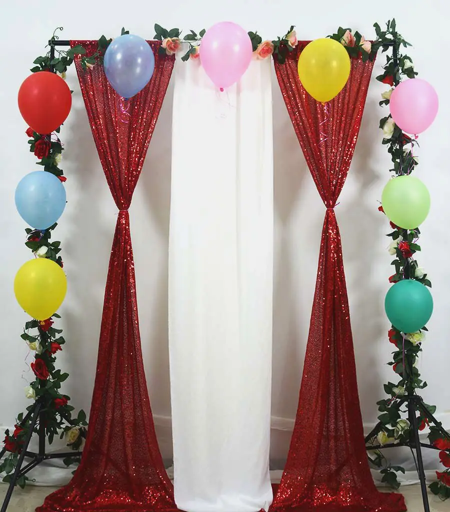 Sequin Backdrops 4FTx8FT(48x96-Inch) Red Luxury Curtain Photobooth Background for Wedding/Event Backdrop Decoration-M |