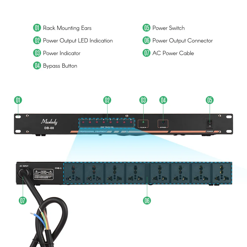 DB-00 8-выход стойку Мощность регулятор последовательности кондиционер