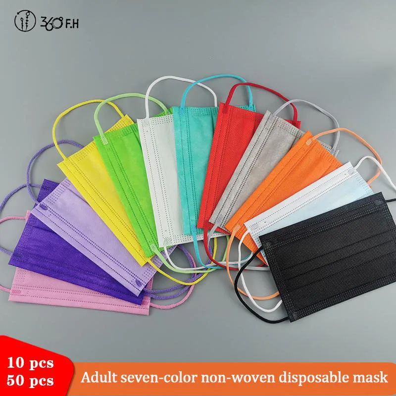 

Mascarillas Adult Disposable Face Mask Solid Color 3-layer Non-woven Fabric Safety Protection Mondkapjes Breathable Mask