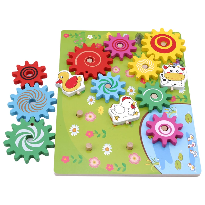 

Kids Wooden Animal Gears 3D Block Assembly Animal Assembled Building Blocks Montessori Materials Toys Education Gift