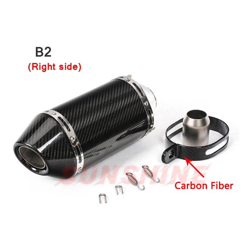 Echappement Escape Moto Universal Motorcycle Exhaust Pitbike Carbon Fiber Muffler Pipe For gsr 400 CBR600F MT07 MT09 NK400 ATV | Автомобили