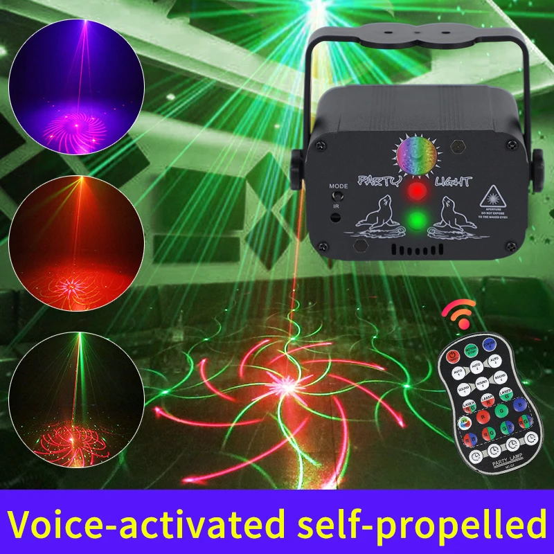 

USB Mini LED Laser DJ Disco Stage Lamp Sound Activated RGB Strobe Beam Projector Party Movinghead Lights Christmas KTV Lighting