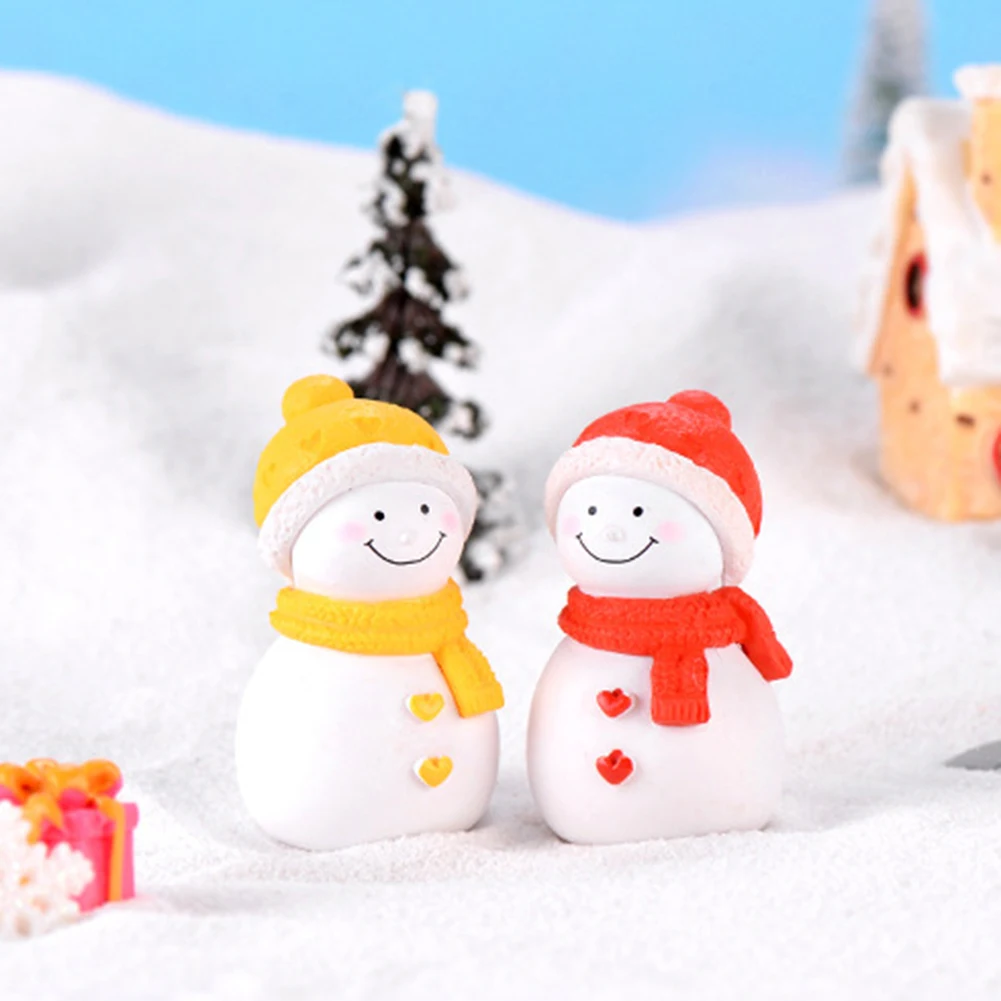Милая пара модель снеговика Фигурка DIY Миниатюрный бонсай Рождественский пейзаж