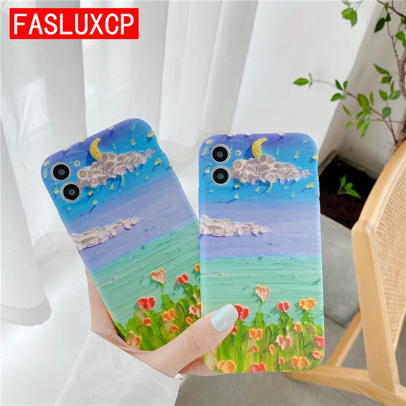 Чехол для телефона с изображением цветов и пейзажа полной защитой камеры iPhone 11 Pro