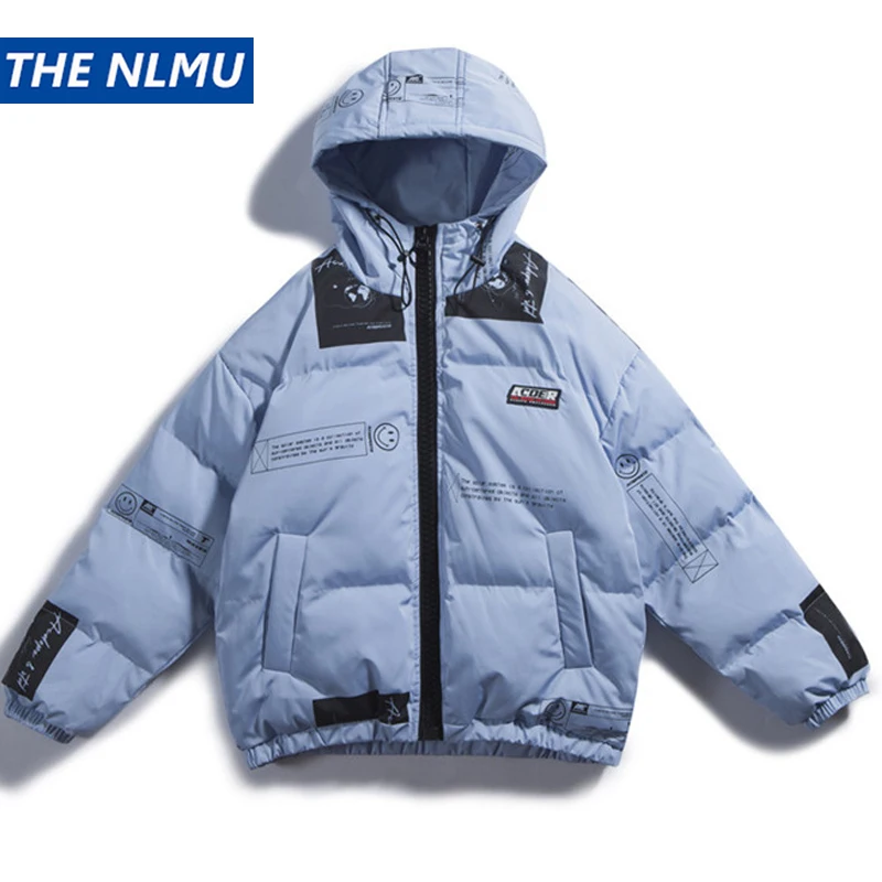 Мужские зимние куртки и пальто в уличном стиле с принтом смайлика для перевозки